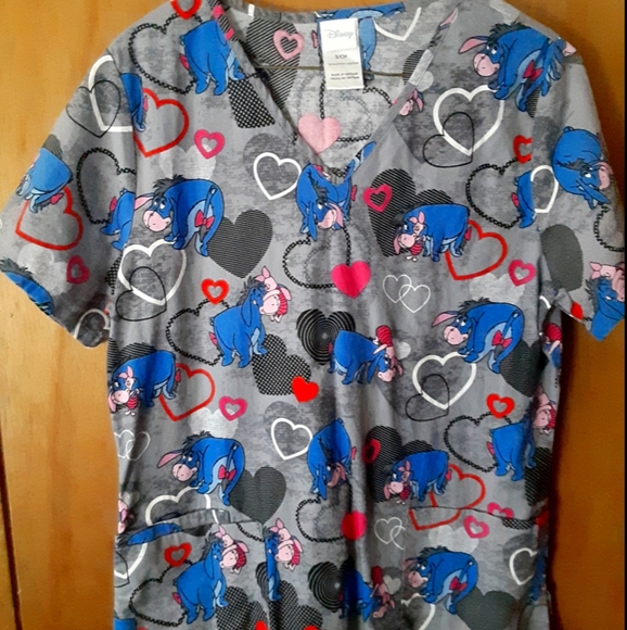 Disney Eeyore and Piglet Small Scrub shirt - Picture 1 of 3